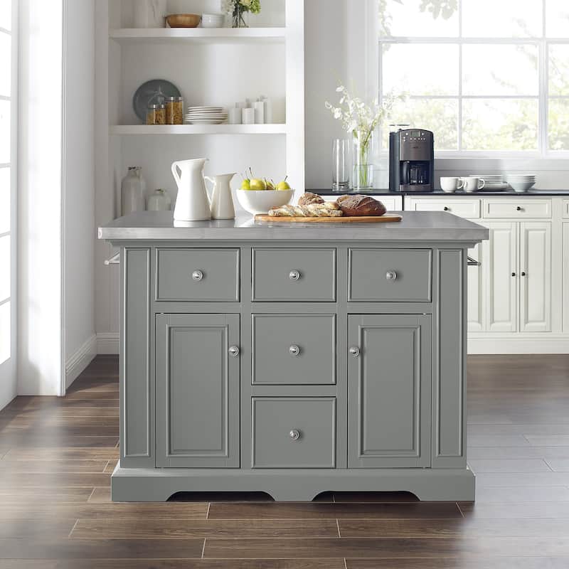 Crosley Julia Grey Stainless Steel Top Kitchen Island - 50 "W x	32 "D x 36 "H
