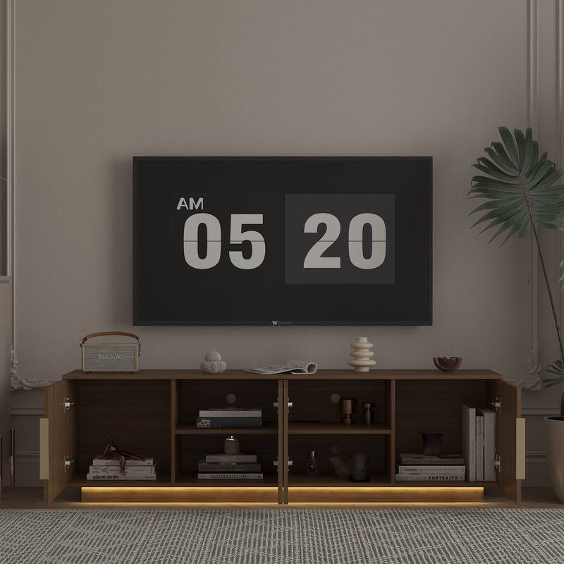 TV Stand with 16 Color LEDs, 68" Modern TV Stand, TV Cabinet Entertainment Center for 55 60 65 Inch TV