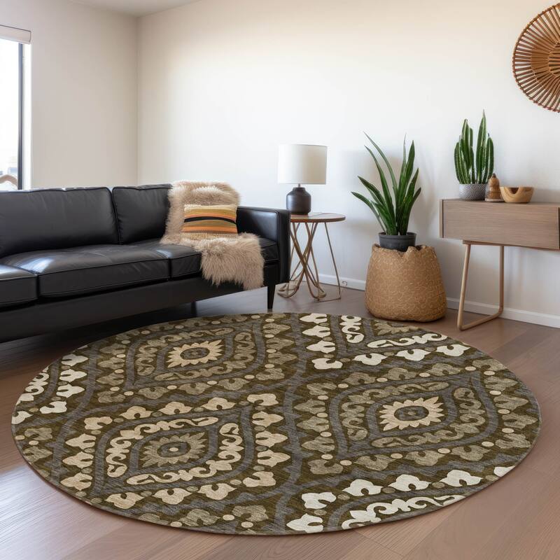 Machine Washable Indoor/ Outdoor Chantille Ttransitional Medallion Rug