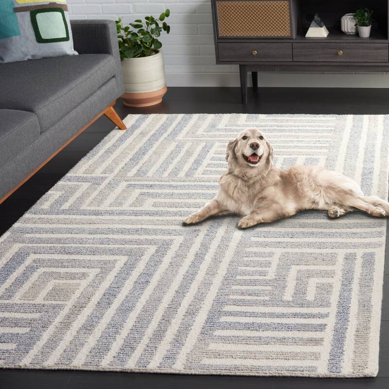 SAFAVIEH Handmade Renewal Jazmyne Contemporary Rug - 2'3" x 8' Runner - Blue/Ivory