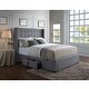 preview thumbnail 19 of 22, Strick & Bolton Roth Grey Linen Wingback 4-drawer Storage Bed