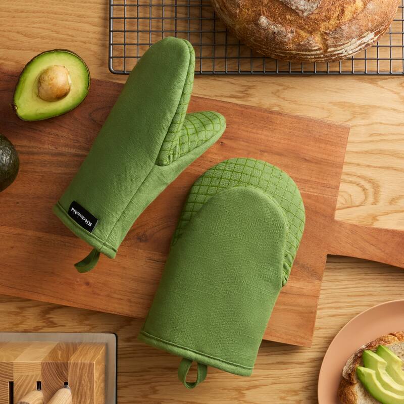 KITCHENAID Gourmet Series Gridlines Mini Oven Mitts 2-Pack Set, Heat Resistant up to 600°F, Soft Silicone Grip, Magnetic Cuff