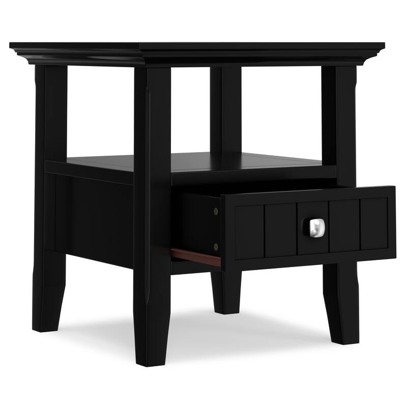 Wyndenhall Normandy 19 inch Wide Solid Wood Transitional End Table with Drawer - 19" D x 19" W x 20" H