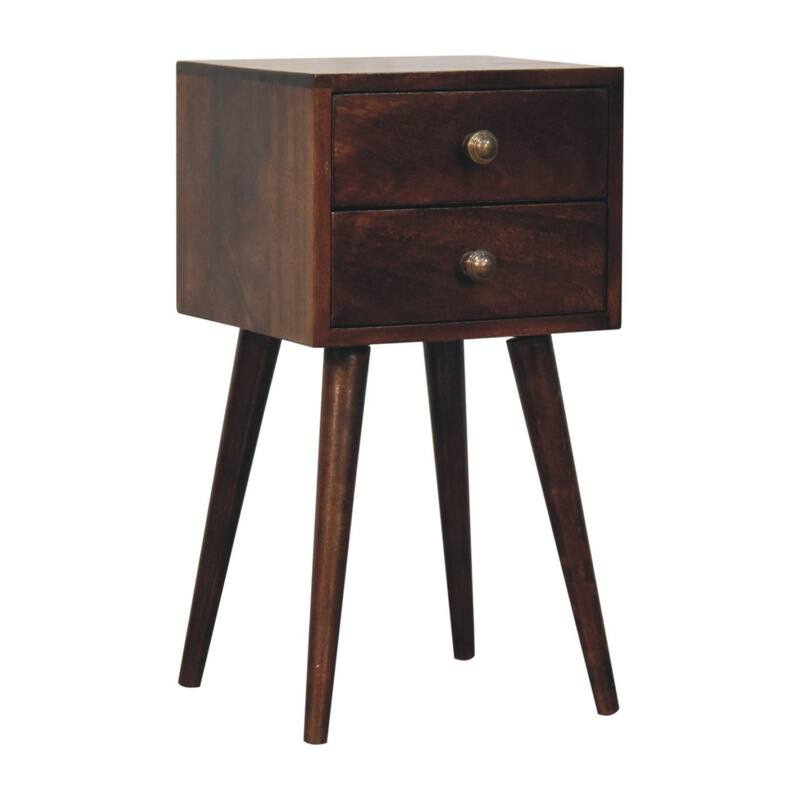 HomeRoots 22" Walnut Solid Wood Square Two Drawer Nightstand