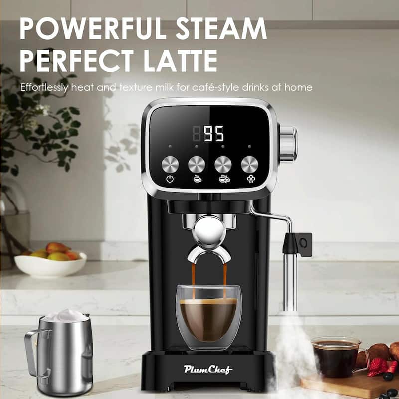 20BAR Slim Vertical Espresso Machine with Milk Frother, Built-in Cup Warmer, 43 OZ Detachable Tank