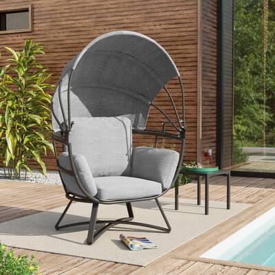 Crestlive Products Outdoor Egg Chair With Foldable Canopy and Cushion