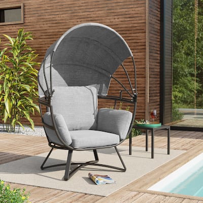 Crestlive Products Outdoor Egg Chair With Foldable Canopy and Cushion