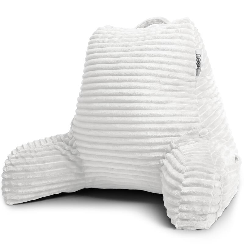 Nestl Cut Plush Striped Reading Pillow - Back Support Shredded Memory Foam Bed Rest Pillow with Arms