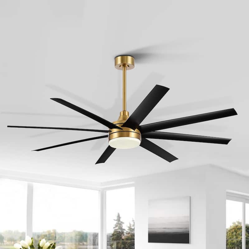 65-in Gold Indoor Ceiling Fan with Light Remote (8-Blade)