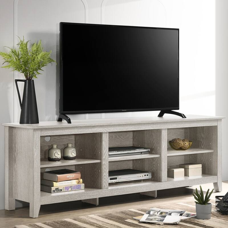 6 Open Shelves Rectangle TV Stand