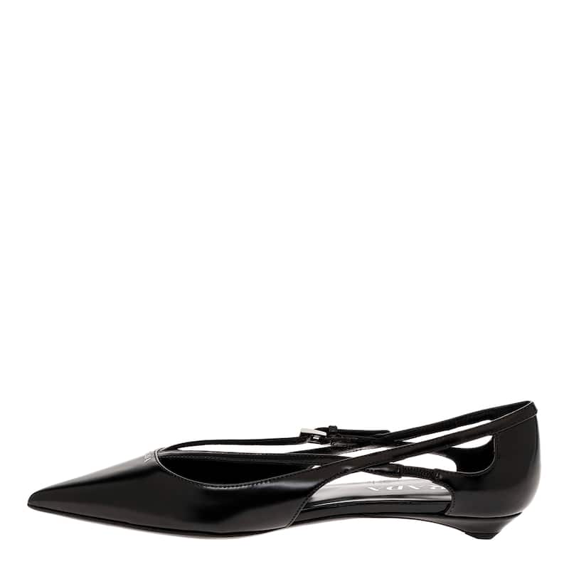 Prada Cut-Out Ballerina Flats with Buckle