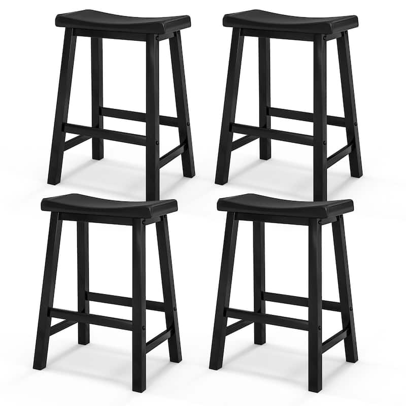 Gymax Set of 4 Saddle Bar Stools Counter Height Dining Chairs w/ - Black