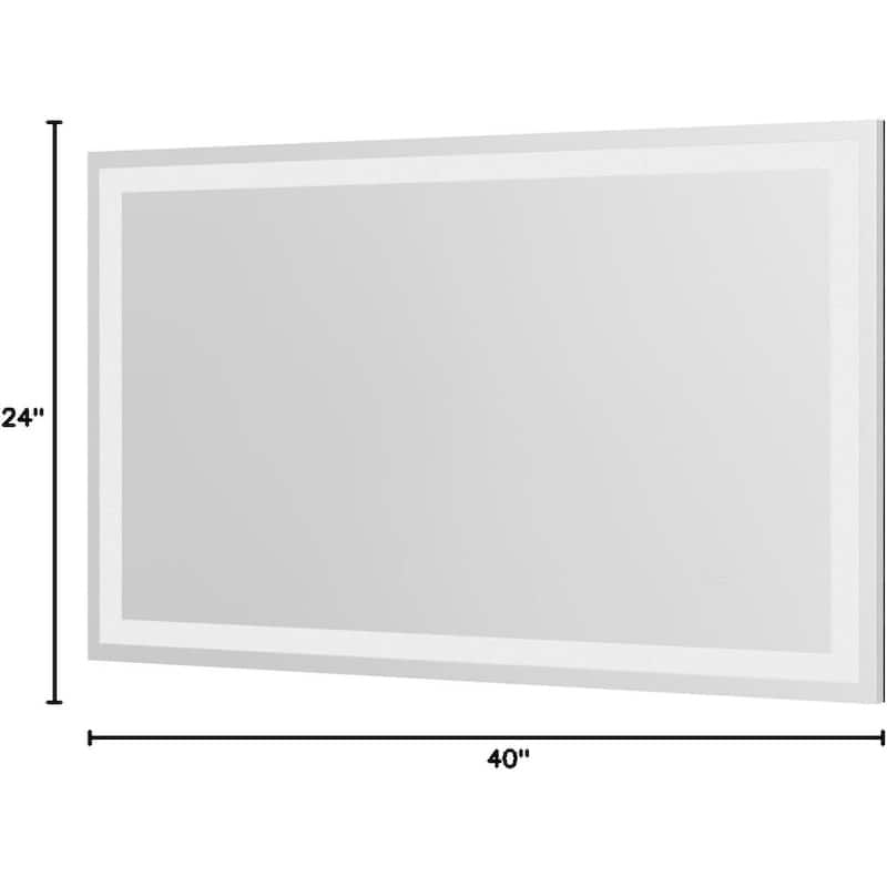 40x24 Inch Frameless LED Bathroom Mirror,Smart Mirror - White