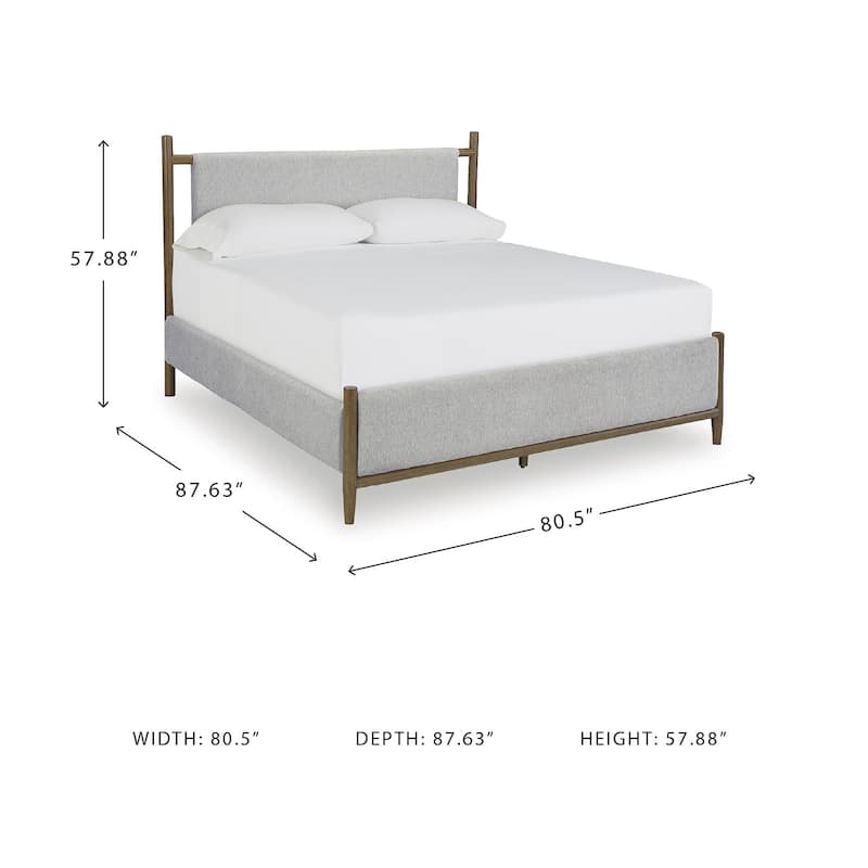 Signature Design by Ashley Lyncott Gray/Brown Upholstered Panel Bed