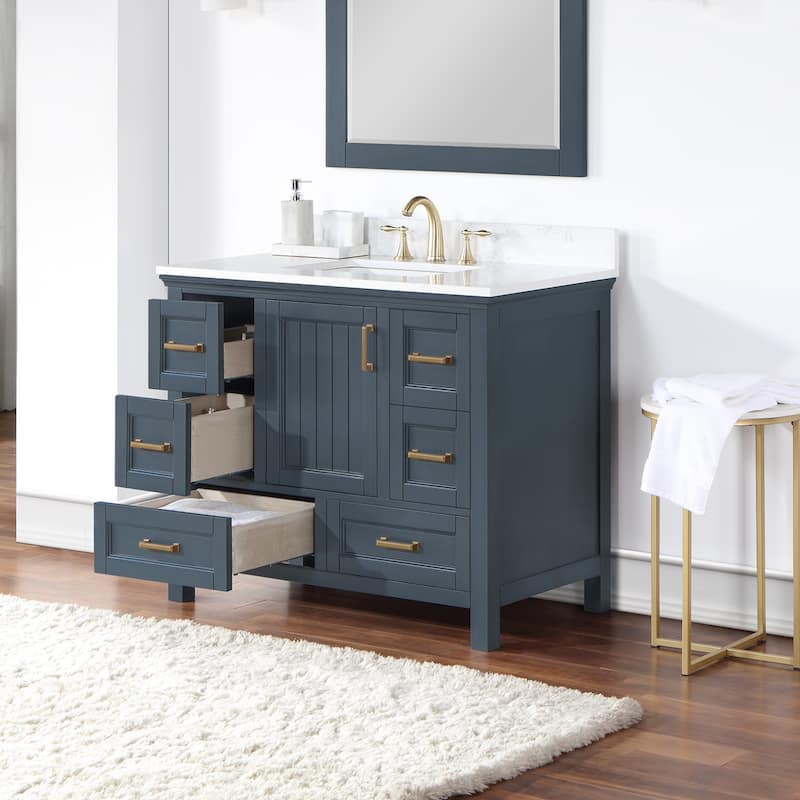 Altair Isla 42" Bathroom Vanity in Classic Blue with Countertop,no Mirror - 42 in.
