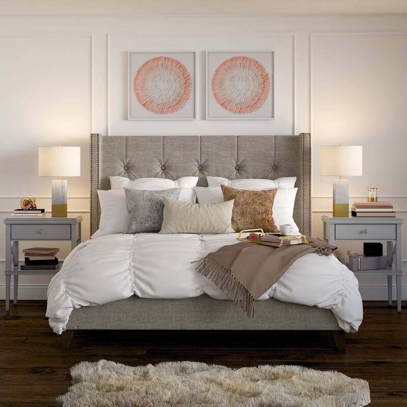 Lena Table Lamp in Carrara Style Marble and Brass with Linen Shade