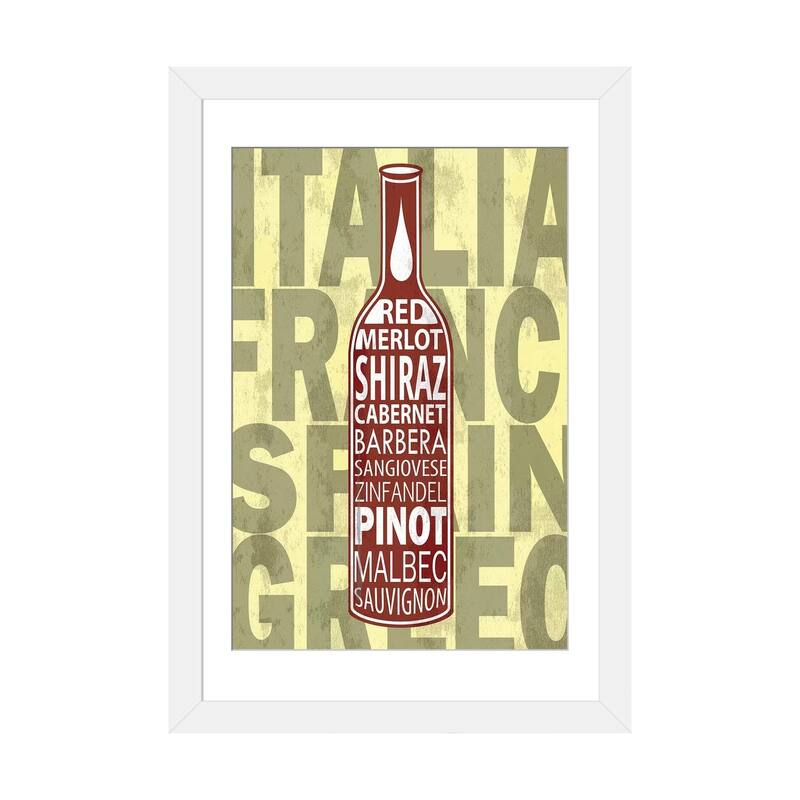 iCanvas "Red Wines" by Fly Graphics - White - 24x16x1