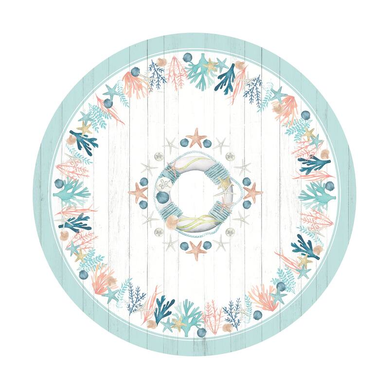 Laural Home Coastal Reef 70 in Round Tablecloth