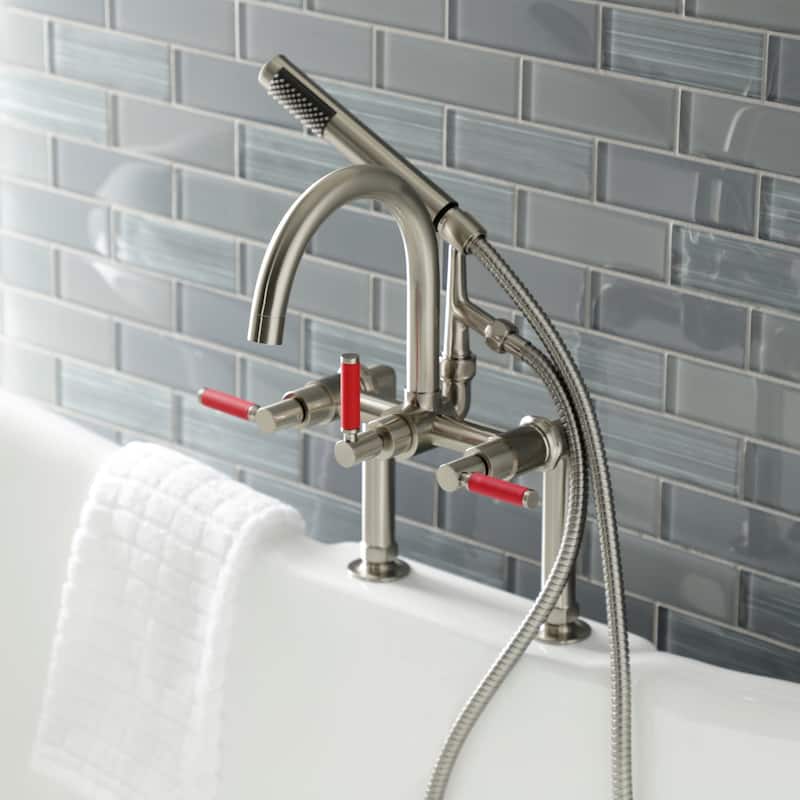 Kingston Brass Kaiser Deck Mounted Clawfoot Tub Filler with Built-In