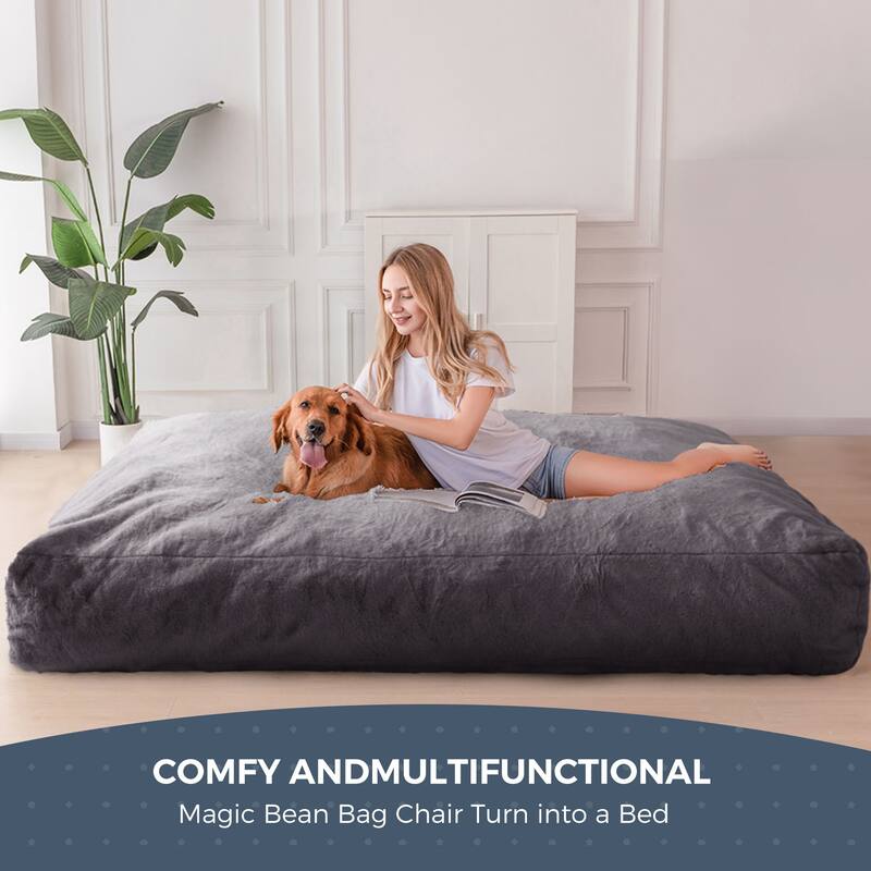 Giant Convertible Bean Bag Chair, Folds from Beanbag to Floor Mattress Bed