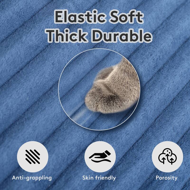 Oversized Fan-shaped Corduroy Couch, 2-piece Sectional Sofa with 4 & 8 Throw Pillows