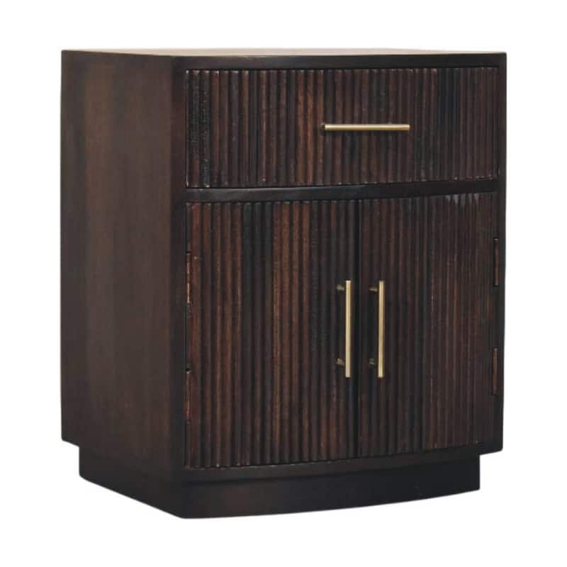 Solid Wood Milan Bedside,Brown,2-Doors,1-Drawers
