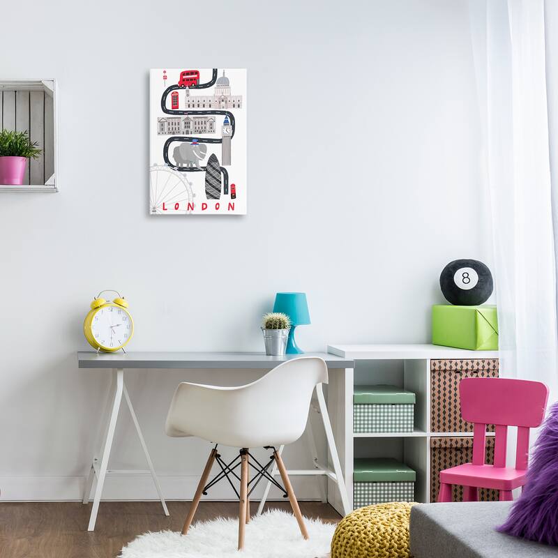 Stupell London Whimsical Travel City Canvas Wall Art Design By Carla Daly