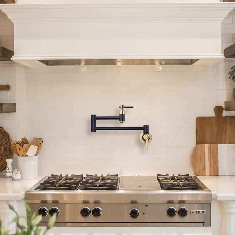 WOWOW Wall Mount Double Handle Pot Filler Faucet