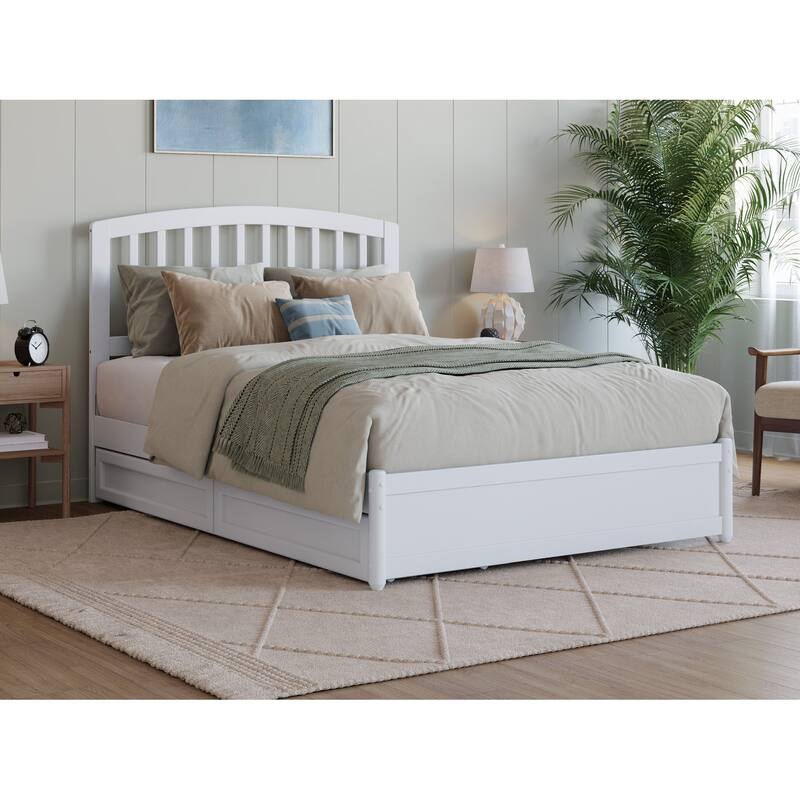 Lucia Platform Bed with Panel Footboard and Storage Drawers - White - Full