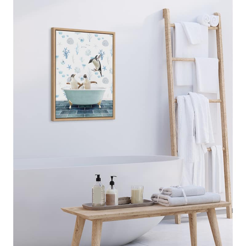Kate and Laurel Sylvie Penguins In Under Sea Canvas by Amy Peterson