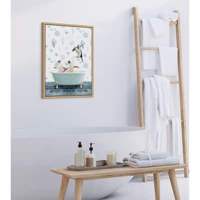 Kate and Laurel Sylvie Penguins In Under Sea Canvas by Amy Peterson