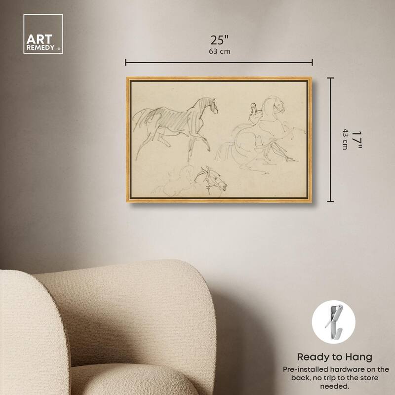 Gericault - Three horse studies Canvas by Art Remedy