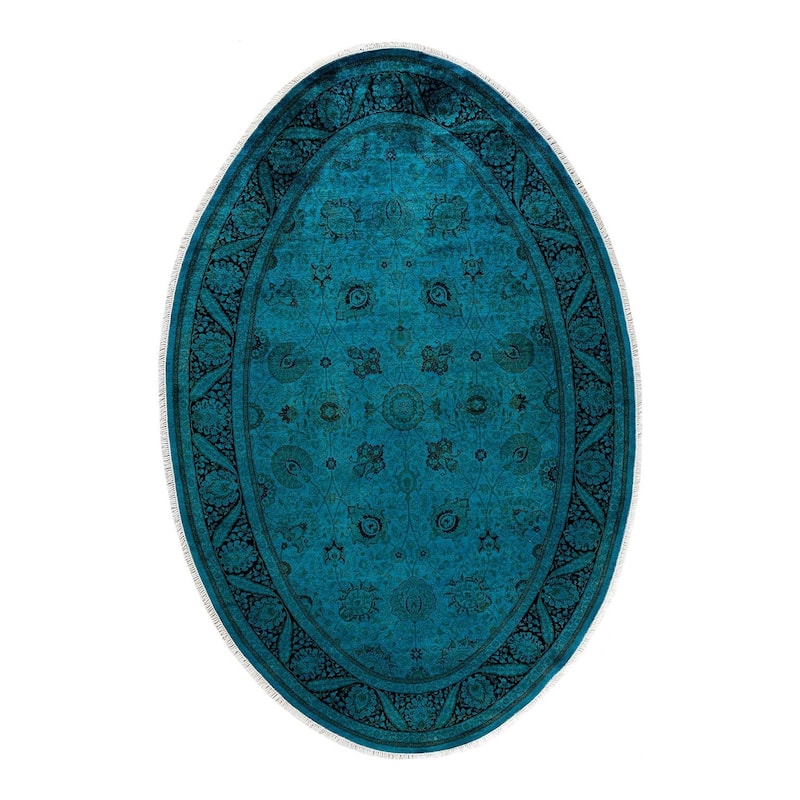 Fine Vibrance, One-of-a-Kind Handmade Area Rug - Blue, 6' 0" x 9' 0" - 6' 0" x 9' 0"