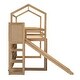 preview thumbnail 7 of 16, Wood House Loft Bed with Slide,Storage Shelves,Climbing Ramp and Light