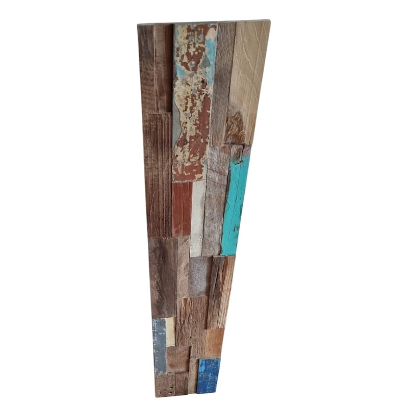 HomeRoots Brown And Rustic Patina 3D Embossed Teak Reclaimed Wood Decorative Wall Panels - 47.75' X '11.75' X '0.75