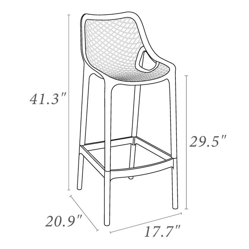 41.25" Orange Solid Outdoor Patio Bar Stool