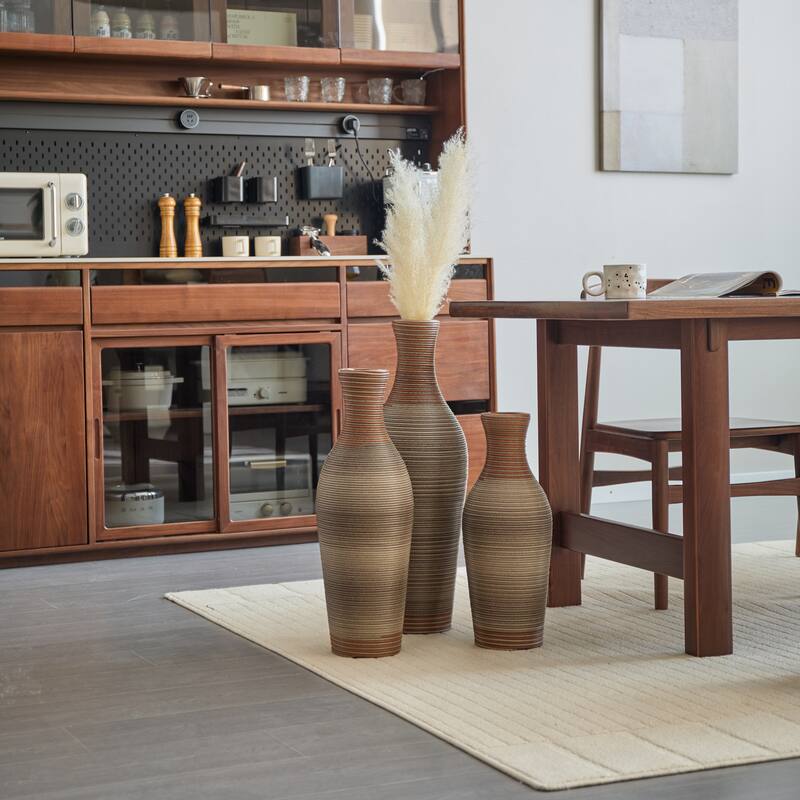 Set of 3 Classic Decorative Floor Desktop Artificial Vase, High Independent Flower Stand