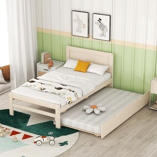 Modern Design Wooden Twin Size Platform Bed Frame with Trundle - Bed ...