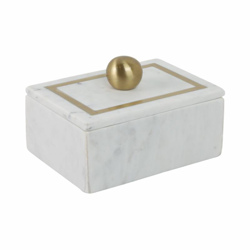 Marble Rectangular Box with Removable Lid - Home Decor