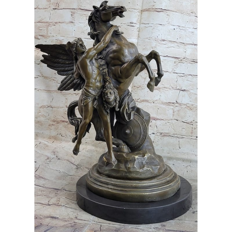 Perseus And Pegasus With The Head Of Medusa Bronze Statue Sculpture 18 Inches X 12 Inches