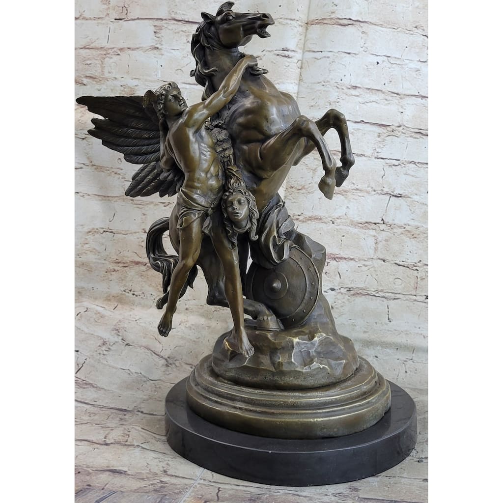 Perseus And Pegasus With The Head Of Medusa Bronze Statue Sculpture 18 Inches X 12 Inches