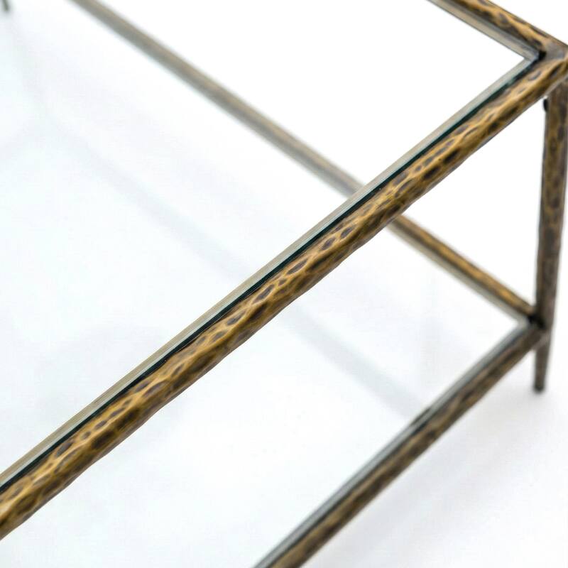 247 Shop At Home Lalia Modern Hammered Metal 1-Shelf Coffee Table