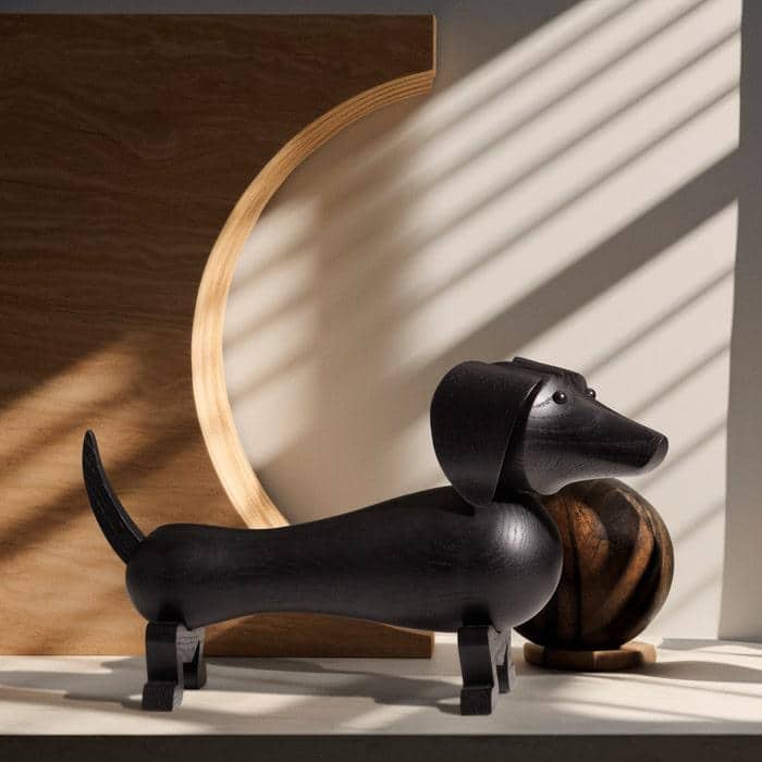 Kay Bojesen Dog, Dark Stained Oak, Medium, H: 11.2" - Medium