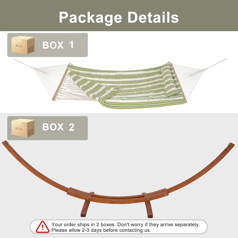 Rope Hammock with 13.5ft Wooden Stand and Removable Pad