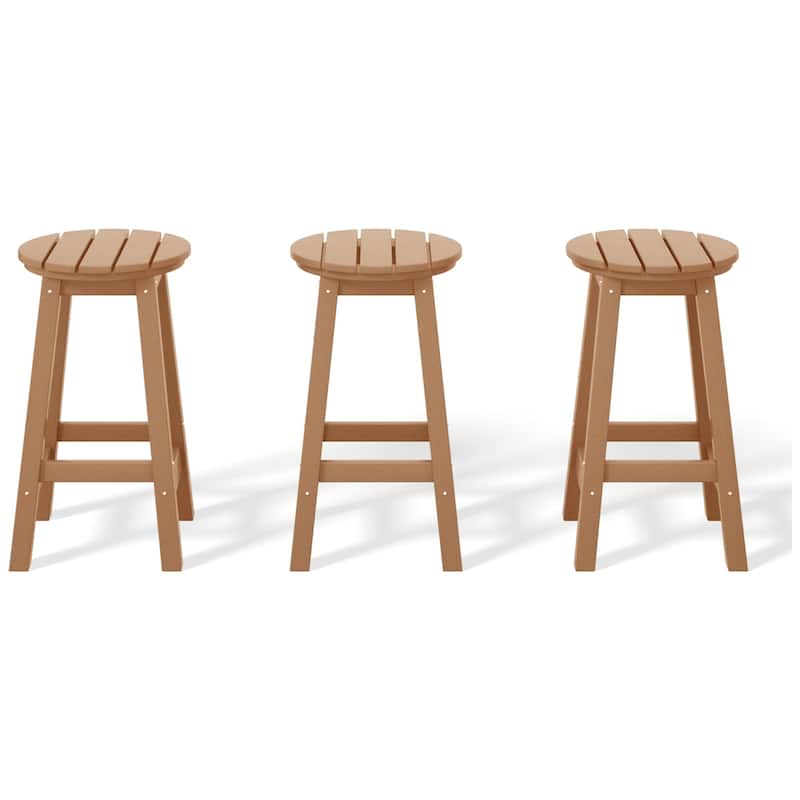 Polytrends Laguna Hdpe All Weather Outdoor Patio 24" Round Counter Stool (Set Of 3)