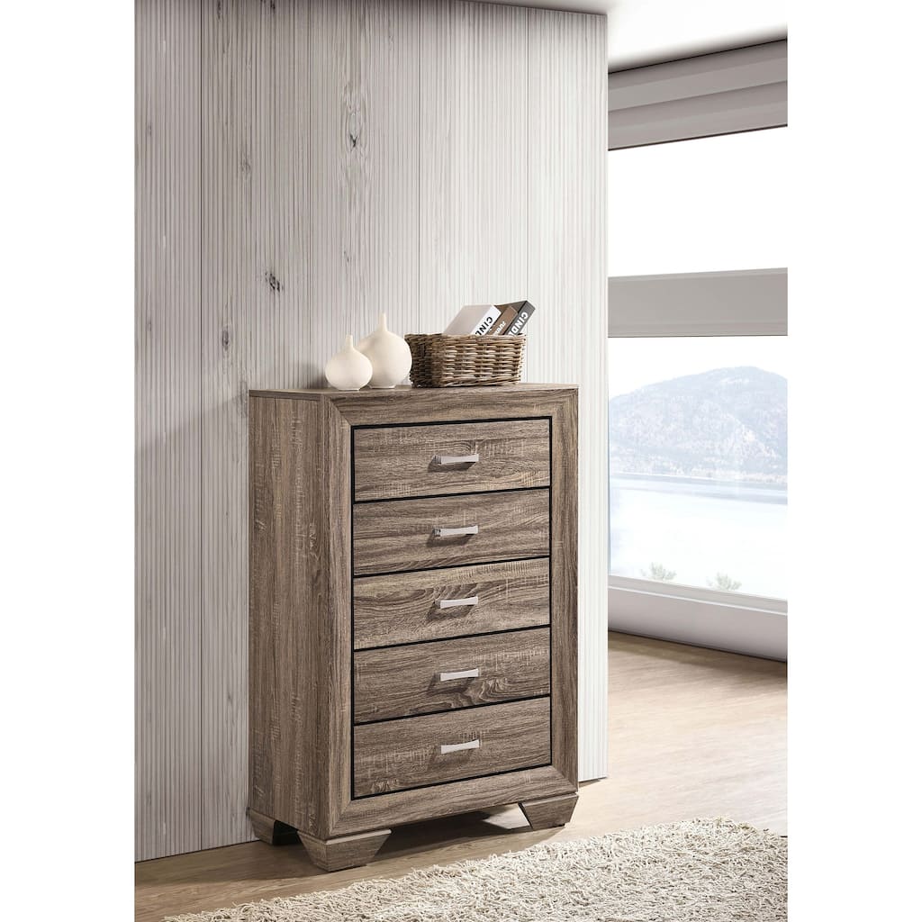 Harrison Washed Taupe 5-drawer Bedroom Chest
