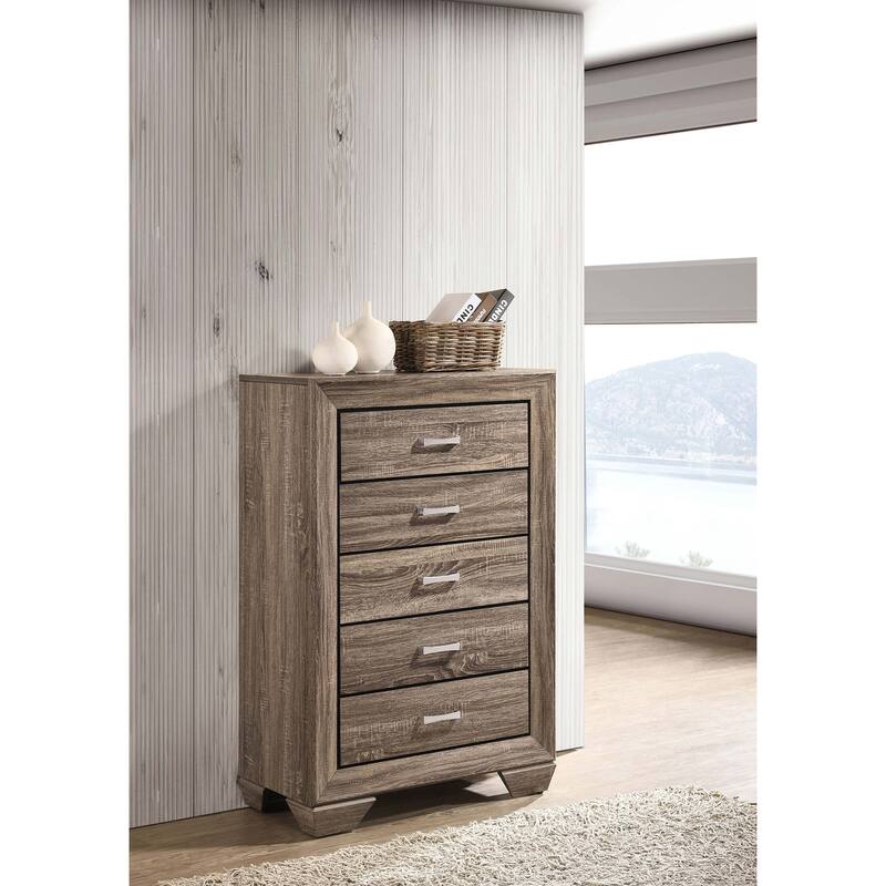 Harrison Washed Taupe 5-drawer Bedroom Chest