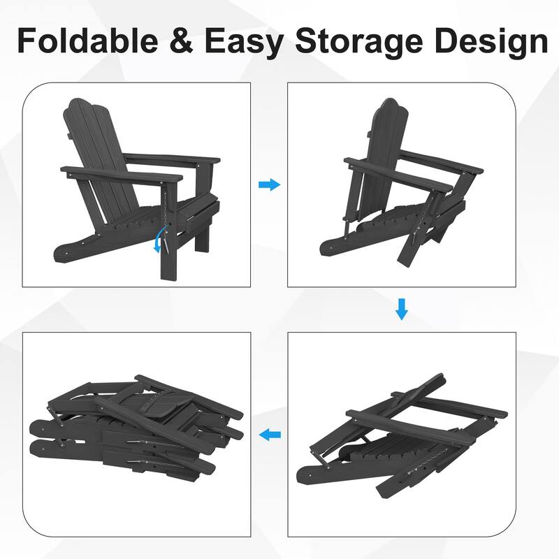 Plastic Folding Outdoor Patio Adirondack Chair With Slat Seat