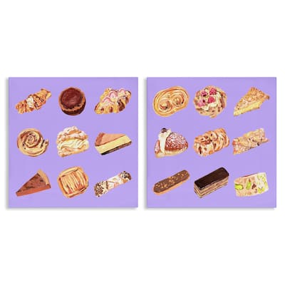 Stupell Various Pastries on Purple Canvas Wall Art Design By Melissa Wang (Set of 2)
