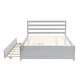 preview thumbnail 8 of 7, Full Size Wooden Platform Bed with Headboard and Under-Bed Trundle, Sturdy Pine Construction